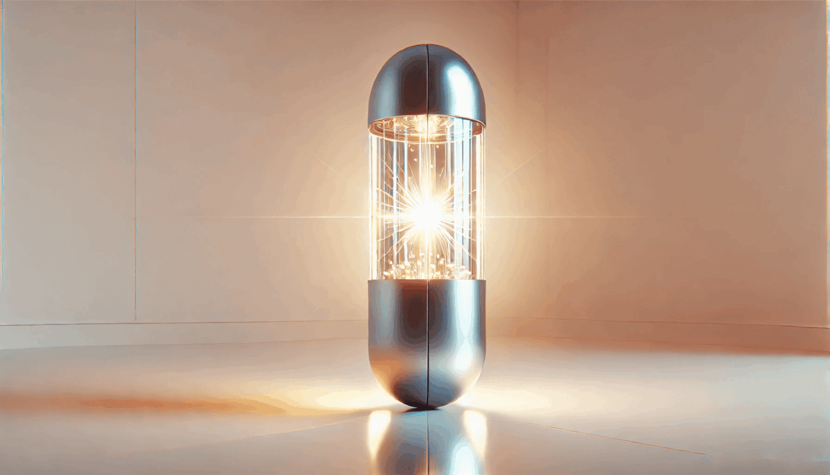 A protective capsule holding a luminous essence